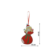 Ornament de brad ursulet, Kaveny, rosu, lemn, 14 cm