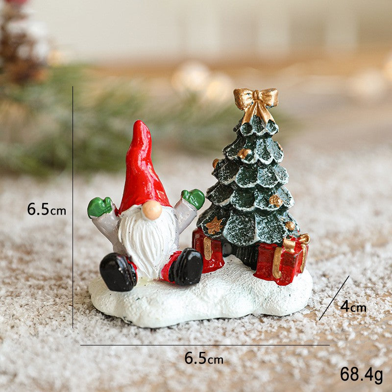 Ornament de Craciun din Rasina pentru Decor, Kadeny, Model Mss Craciun cu Brad, Decoratiune de Birou pentru Craciun, 6.5 x 6.5 x 4 cm, Rosu Alb Verde