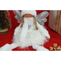 Ornament de Craciun ingeras, Kadeny, alb/gri, textil, 51 cm