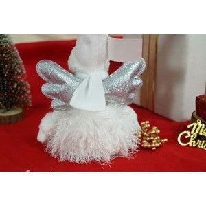 Ornament de Craciun ingeras, Kadeny, alb/gri, textil, 51 cm