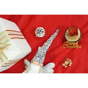 Ornament de Craciun ingeras, Kadeny, alb/gri, textil, 53 cm