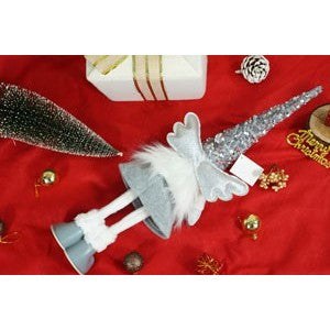 Ornament de Craciun ingeras, Kadeny, alb/gri, textil, 53 cm