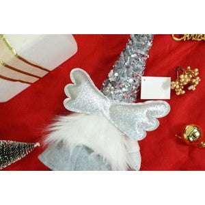 Ornament de Craciun ingeras, Kadeny, alb/gri, textil, 53 cm