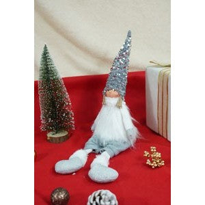 Ornament de Craciun ingeras, Kadeny, alb/gri, textil, 58 cm