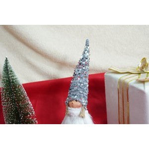 Ornament de Craciun ingeras, Kadeny, alb/gri, textil, 58 cm