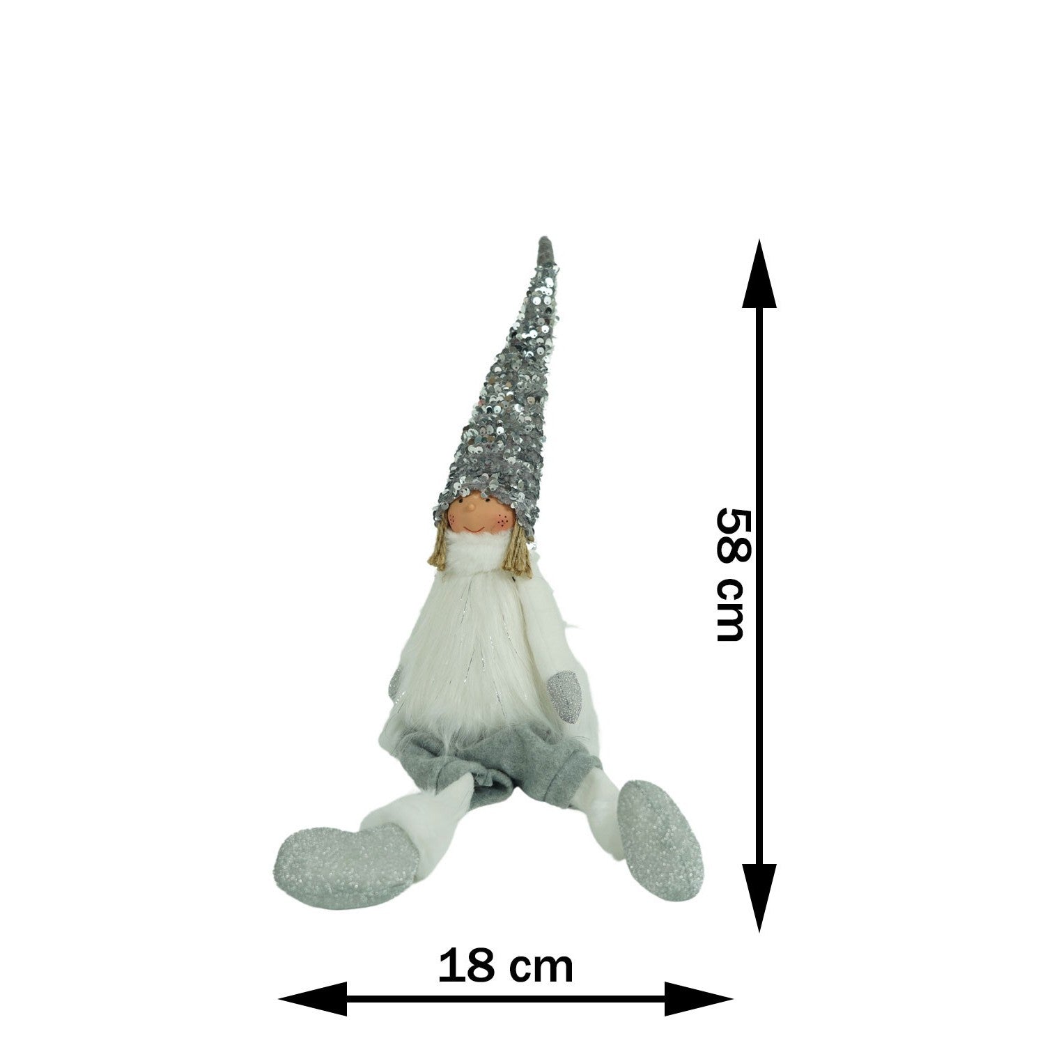 Ornament de Craciun ingeras, Kadeny, alb/gri, textil, 58 cm