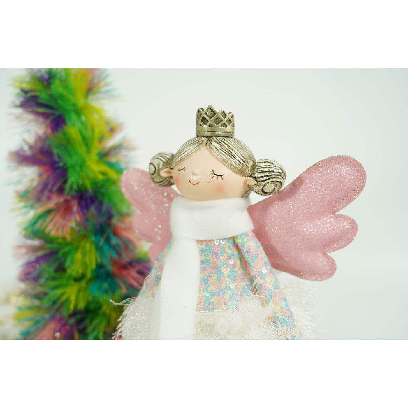 Ornament de Craciun ingeras, Kadeny, alb, textil, 26 cm