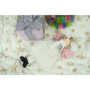 Ornament de Craciun ingeras, Kadeny, alb, textil, 34 cm