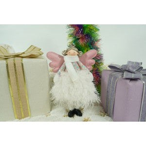 Ornament de Craciun ingeras, Kadeny, alb, textil, 34 cm