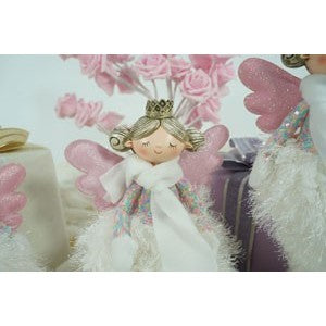 Ornament de Craciun ingeras, Kadeny, alb, textil, 34 cm