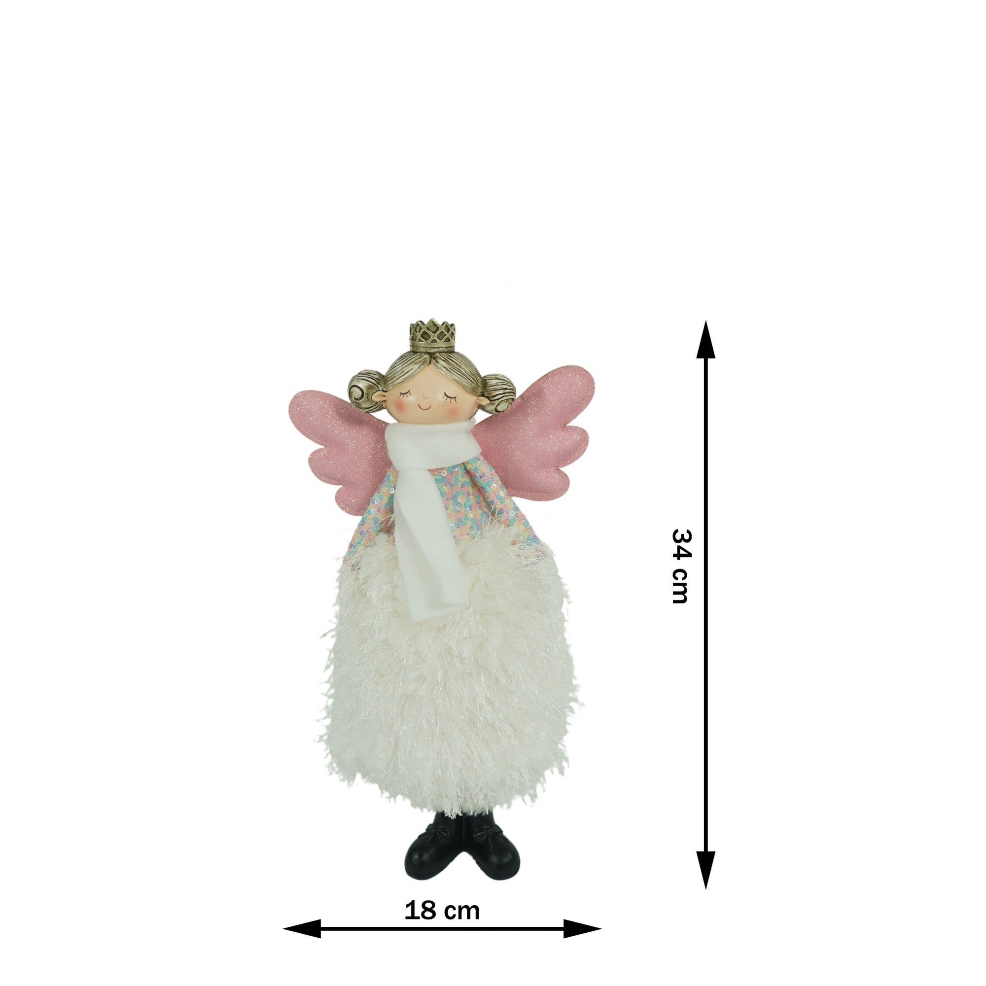 Ornament de Craciun ingeras, Kadeny, alb, textil, 34 cm