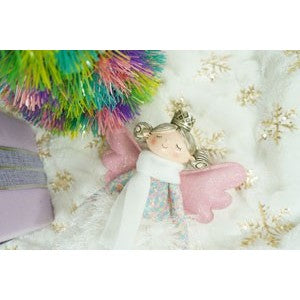 Ornament de Craciun ingeras, Kadeny, alb, textil, 37 cm