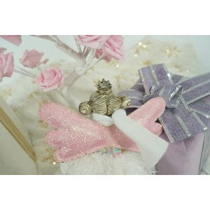 Ornament de Craciun ingeras, Kadeny, alb, textil, 37 cm