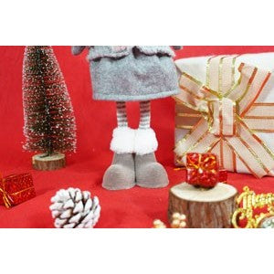 Ornament de Craciun papusa, Kadeny, gri/alb, textil, 43 cm