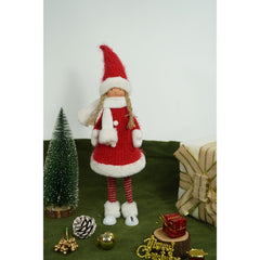 Ornament de Craciun papusa, Flippy, rosu/alb, textil, 52 cm