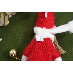 Ornament de Craciun papusa, Flippy, rosu/alb, textil, 52 cm