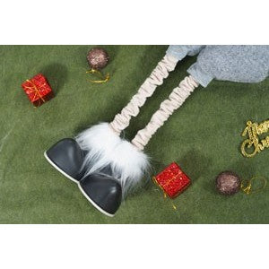 Ornament de Craciun ren cu picioare telescopice, Kadeny, gri/alb, textil, 100 cm