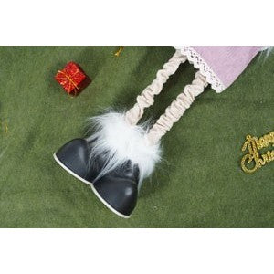 Ornament de Craciun ren cu picioare telescopice, Kadeny, roz/alb, textil, 72 cm