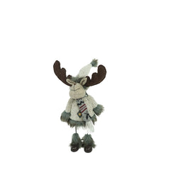 Ornament de Craciun ren, Flippy, gri/alb, textil, 40 cm