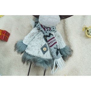 Ornament de Craciun ren, Flippy, gri/alb, textil, 40 cm