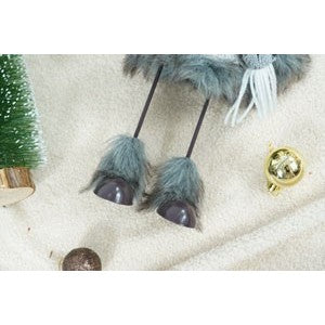 Ornament de Craciun ren, Flippy, gri/alb, textil, 40 cm