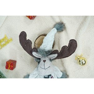 Ornament de Craciun ren, Flippy, gri/alb, textil, 40 cm