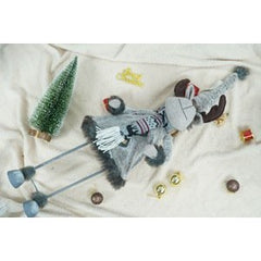 Ornament de Craciun ren, Flippy, gri/alb, textil, 73 cm