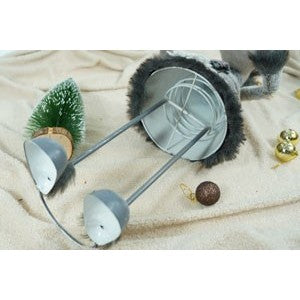 Ornament de Craciun ren, Flippy, gri/alb, textil, 73 cm