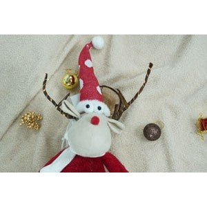 Ornament de Craciun ren, Kadeny, rosu/alb, textil, 55 cm