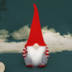 Ornament de Craciun Spiridus, Caciula Rosie Impletita, Kadeny, Material Textil, 25 cm, Multicolor