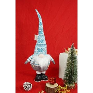 Ornament de Craciun spiridus, Kadeny, alb/albastru, textil, 59 cm