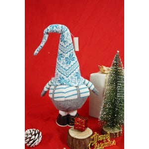 Ornament de Craciun spiridus, Kadeny, alb/albastru, textil, 59 cm