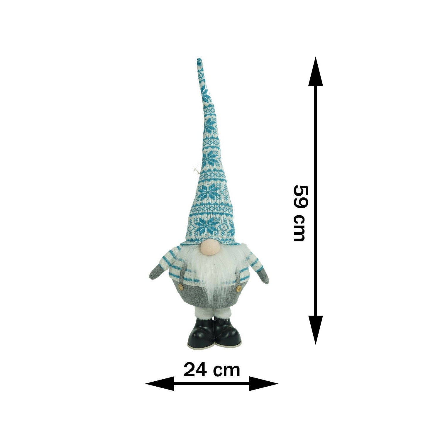 Ornament de Craciun spiridus, Kadeny, alb/albastru, textil, 59 cm