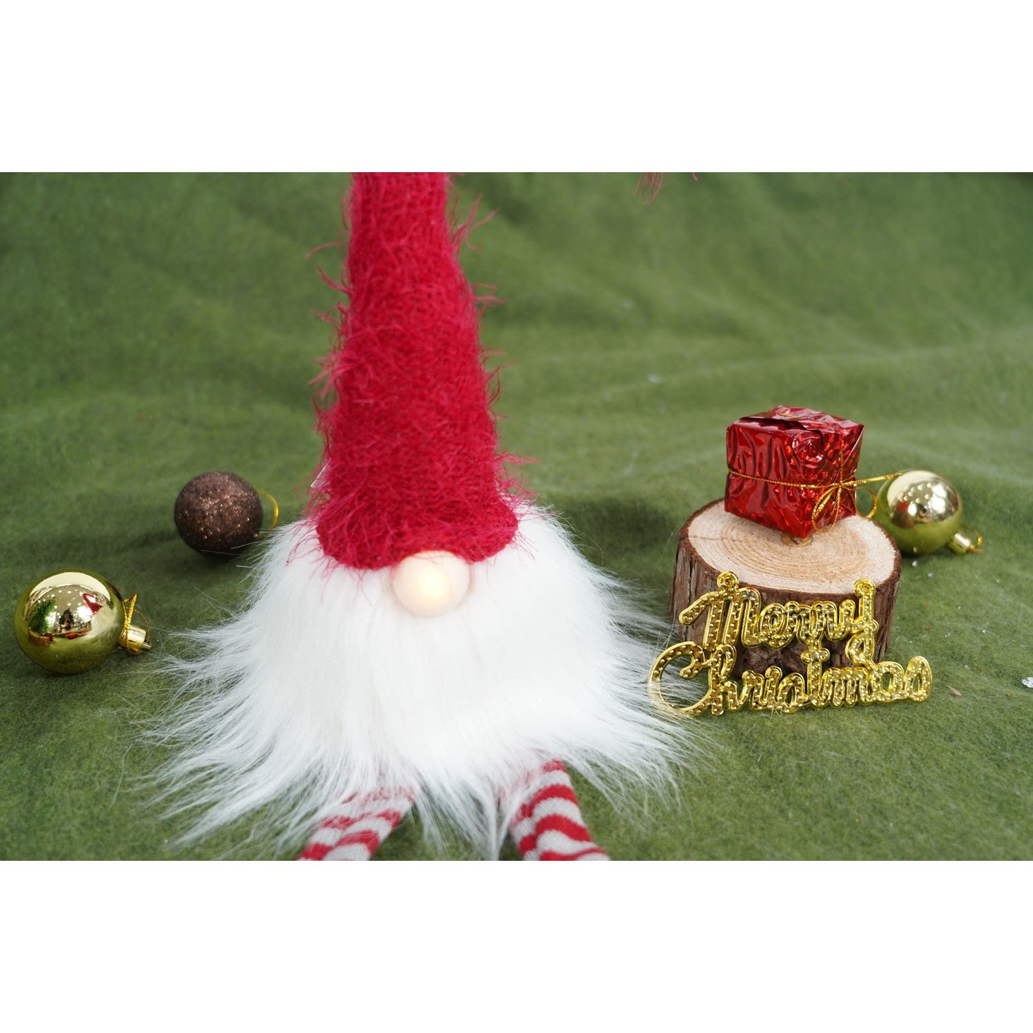 Ornament de Craciun spiridus, Kadeny, alb/rosu, textil, 52 cm