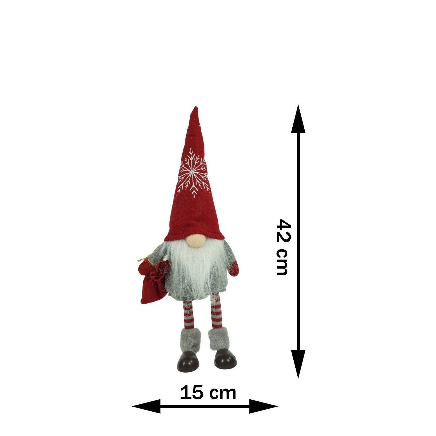 Ornament de Craciun spiridus, Kadeny, gri/alb, textil, 42 cm