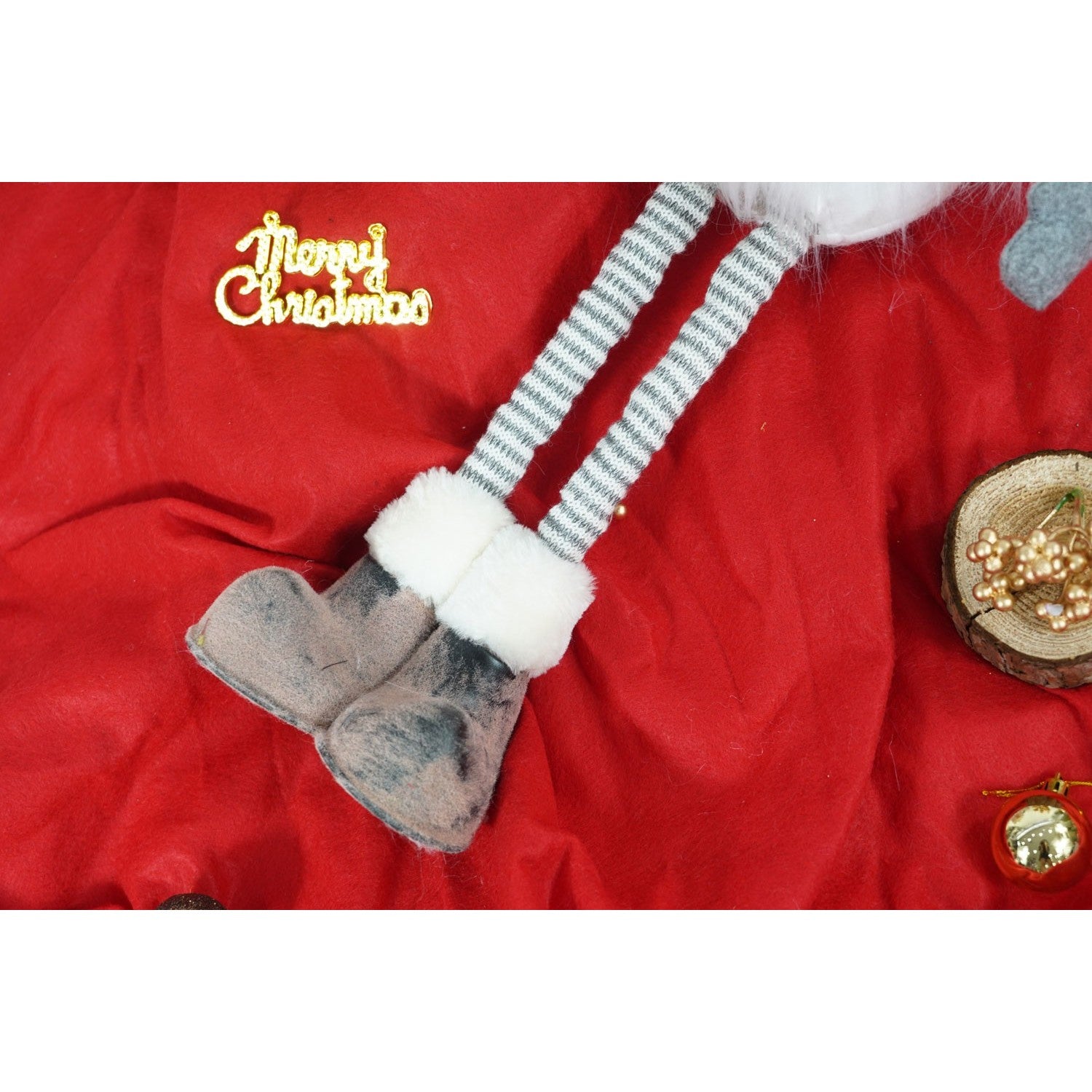 Ornament de Craciun spiridus, Kadeny, gri/alb, textil, 80 cm