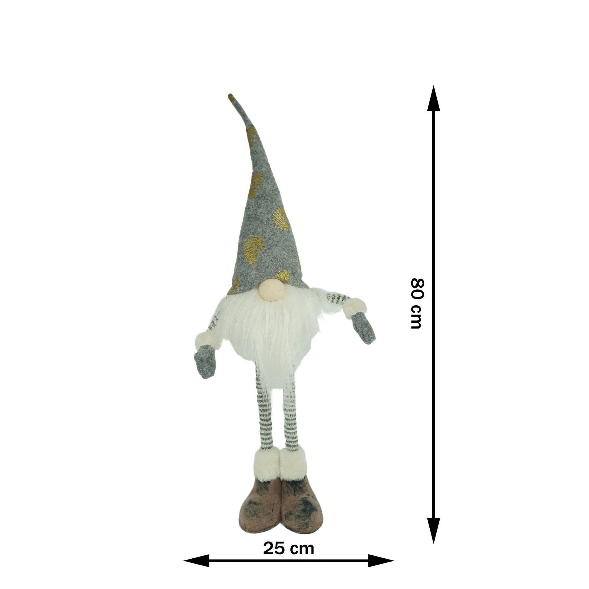 Ornament de Craciun spiridus, Kadeny, gri/alb, textil, 80 cm