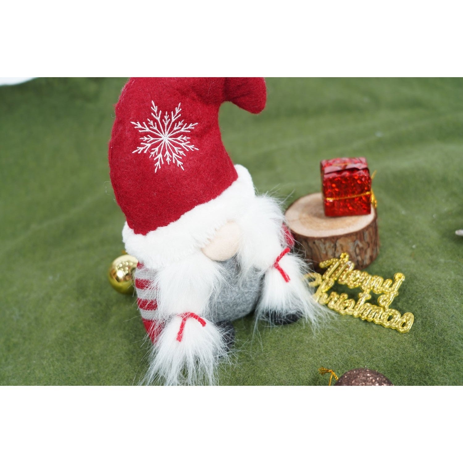 Ornament de Craciun spiridus, Kadeny, gri/rosu, textil, 19 cm