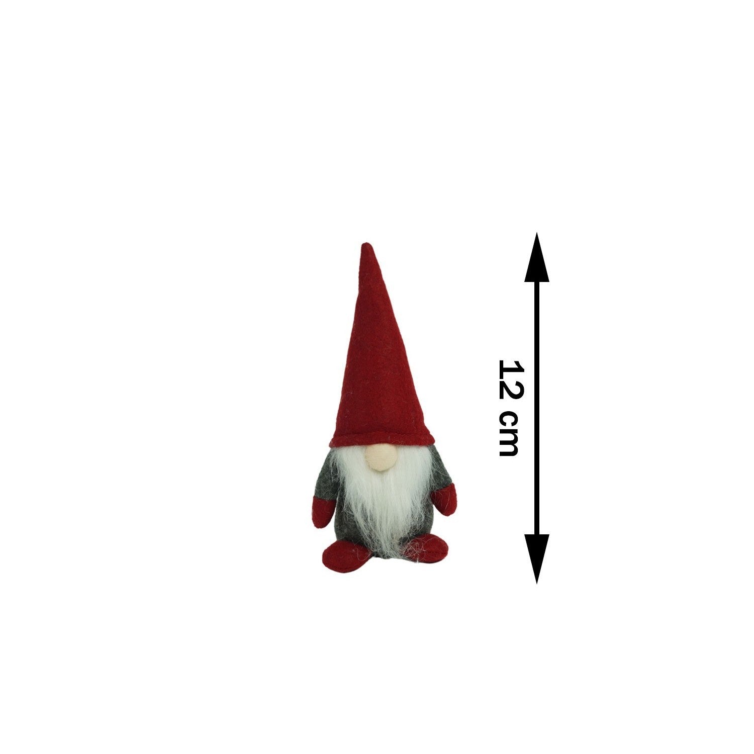 Ornament de Craciun spiridus, Kadeny, gri/rosu, textil, 12 cm