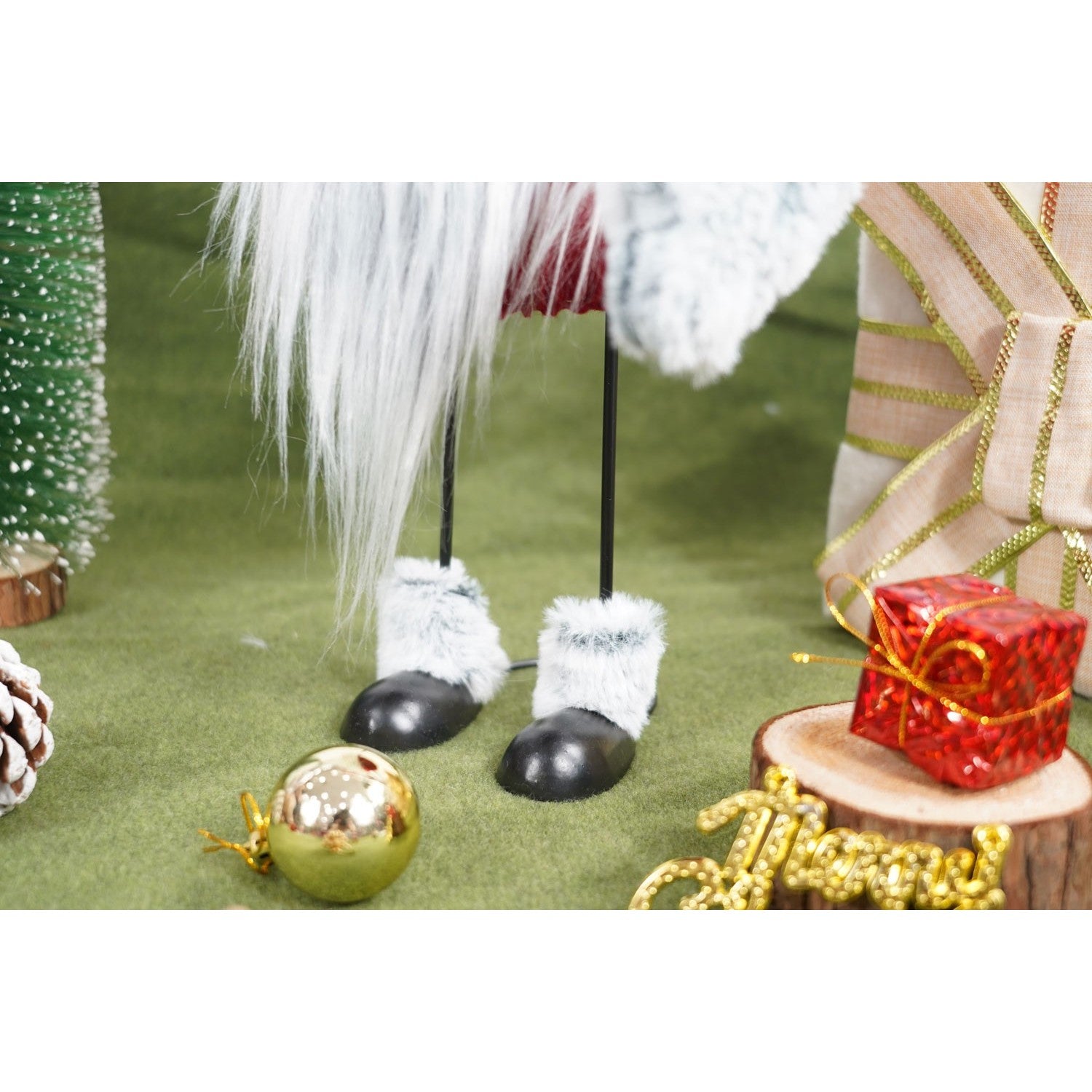 Ornament de Craciun spiridus, Kadeny, gri/rosu, textil, 55 cm