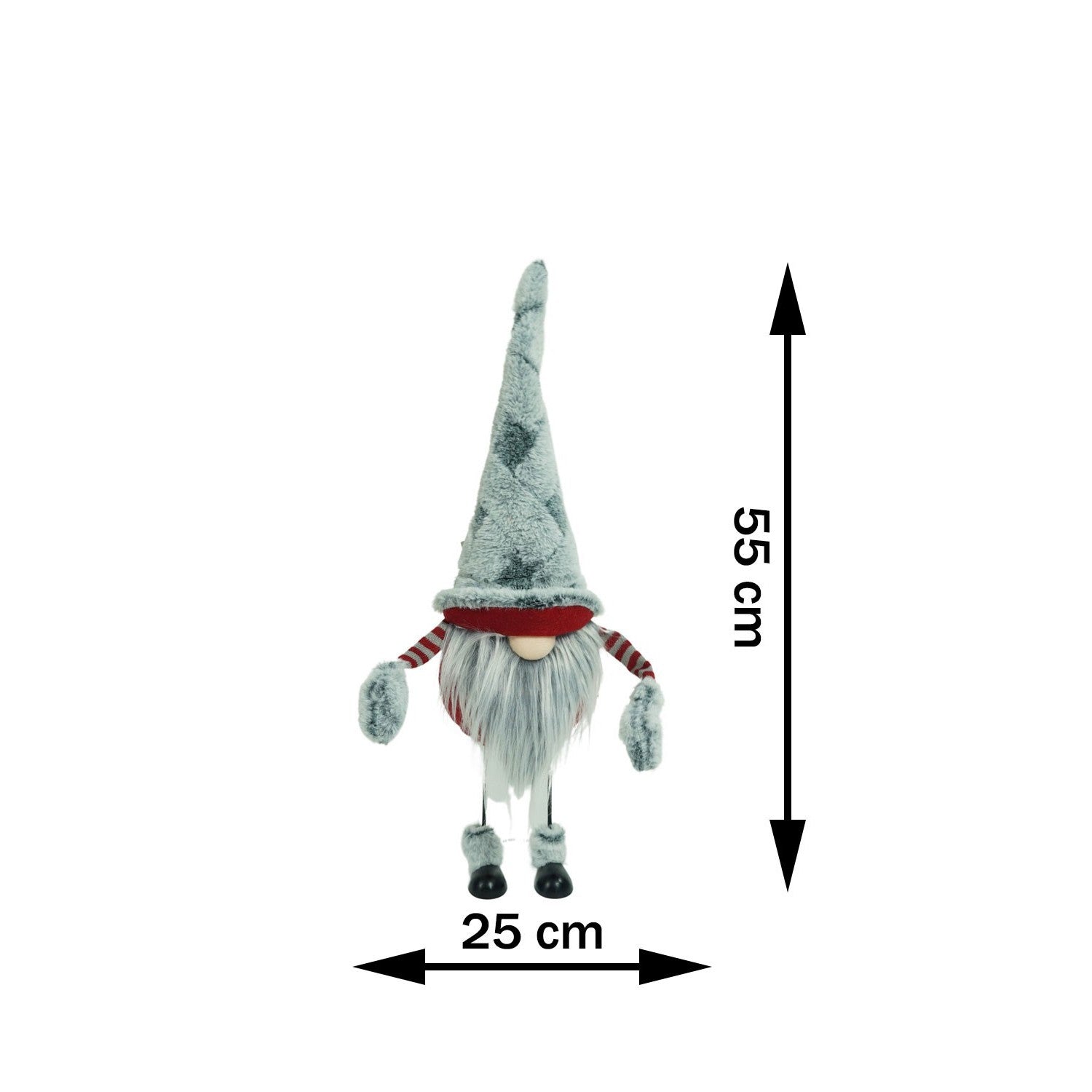 Ornament de Craciun spiridus, Kadeny, gri/rosu, textil, 55 cm