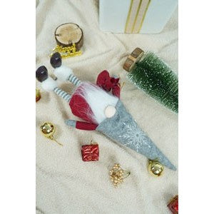 Ornament de Craciun spiridus, Kadeny, rosu/alb, textil, 42 cm