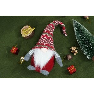 Ornament de Craciun spiridus, Kadeny, rosu/gri, textil, 52 cm