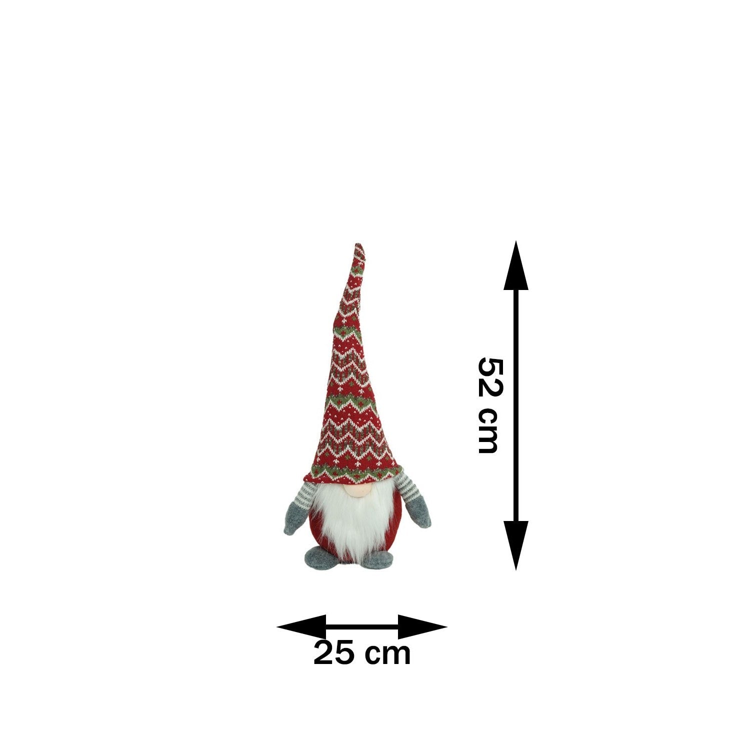 Ornament de Craciun spiridus, Kadeny, rosu/gri, textil, 52 cm