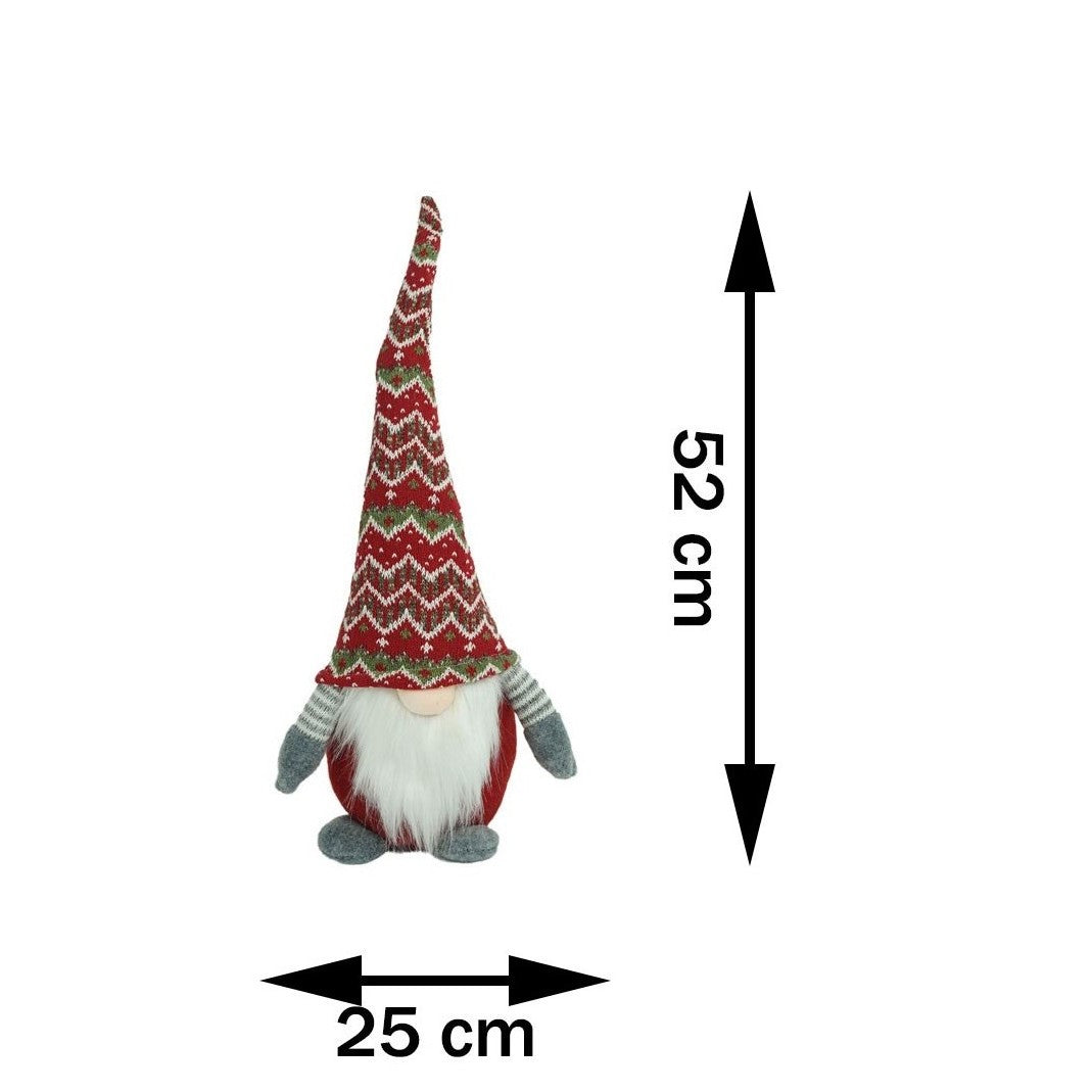 Ornament de Craciun spiridus, Kadeny, rosu/gri, textil, 52 cm