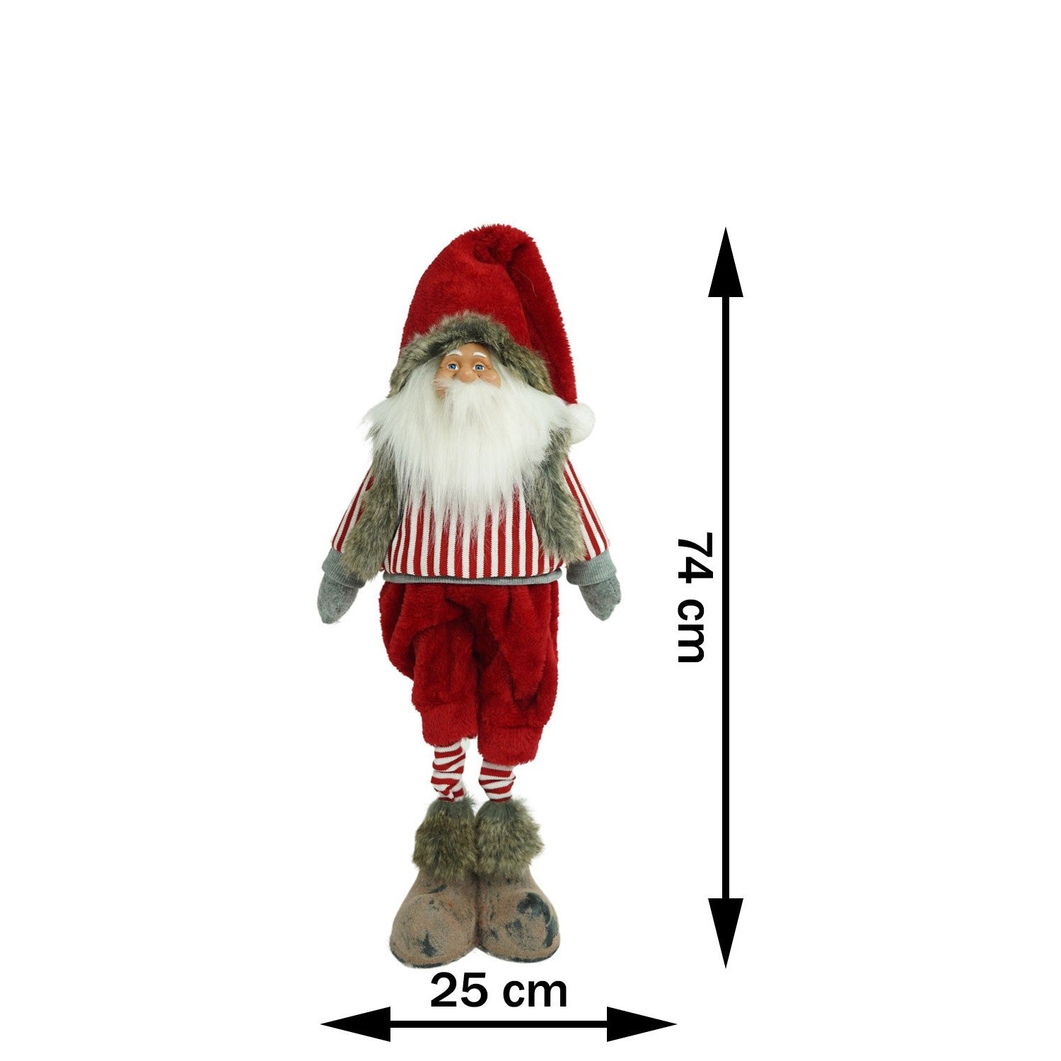 Ornament de Craciun spiridus, Flippy, rosu/gri, textil, 74 cm