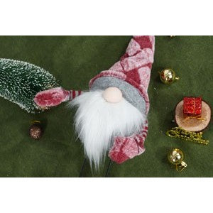 Ornament de Craciun spiridus, Flippy, roz/alb, textil, 55 cm