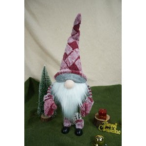 Ornament de Craciun spiridus, Flippy, roz/alb, textil, 55 cm