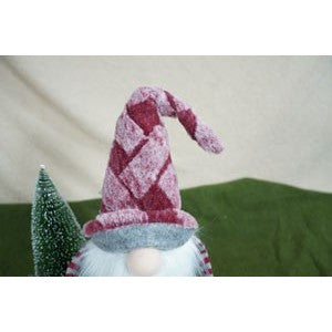 Ornament de Craciun spiridus, Flippy, roz/alb, textil, 55 cm