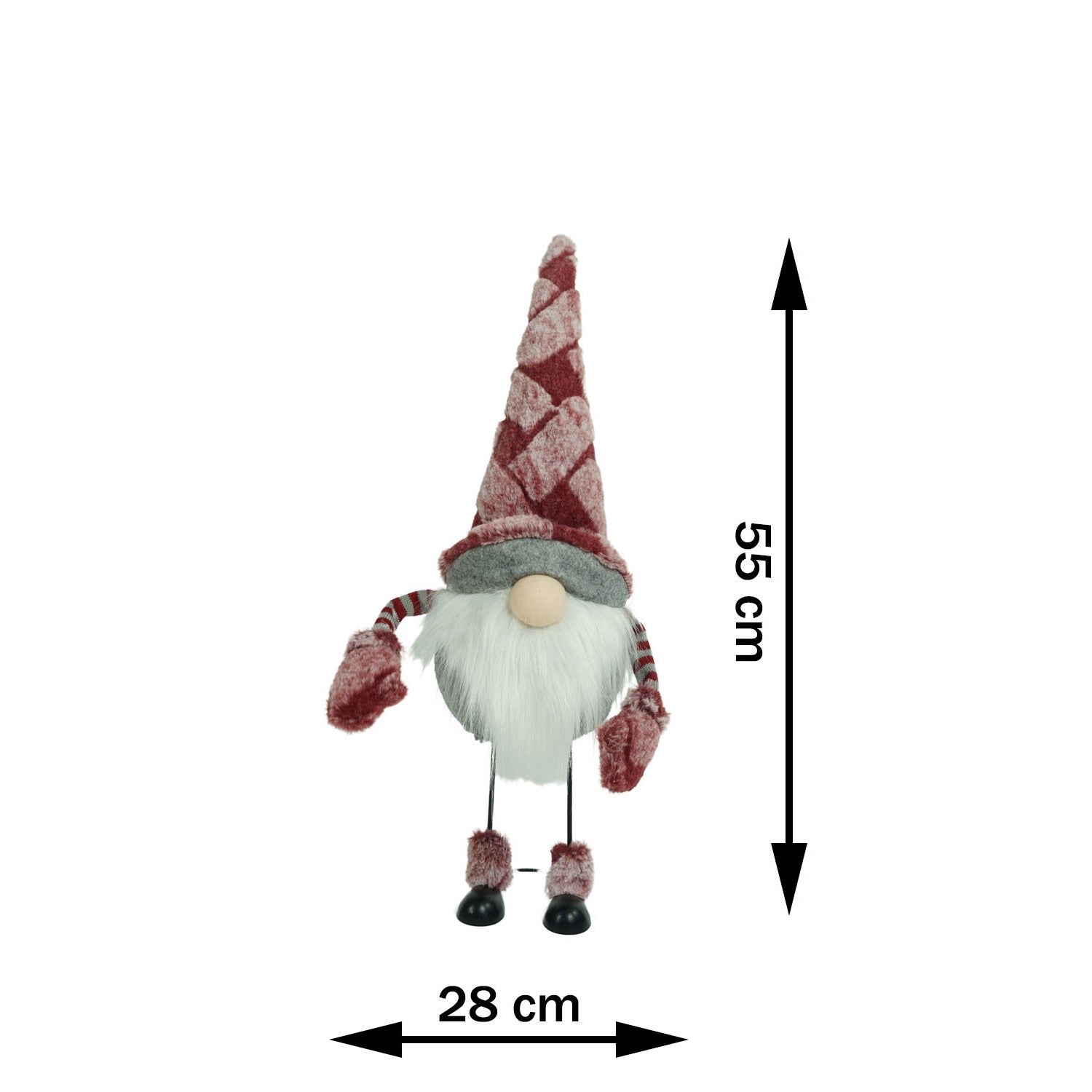 Ornament de Craciun spiridus, Flippy, roz/alb, textil, 55 cm